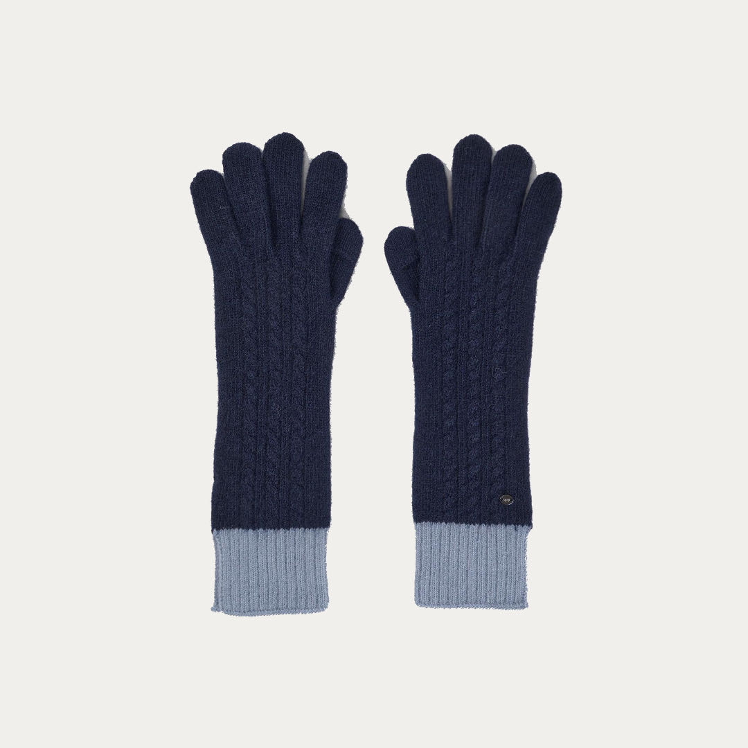 Unisex Pure Cashmere Jersey & Cable knitted  Gloves with Full Fingers