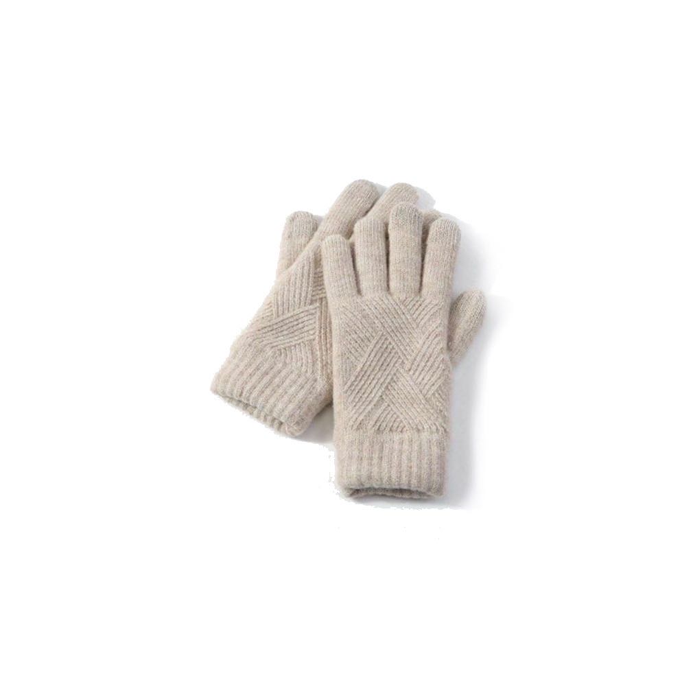 Unisex  Pure Cashmere Solid Color Jersey&Cable Knitted Short Gloves