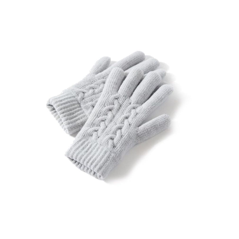 100% Cashmere Unisex Cable& Jersey Knitting Pure Color Gloves