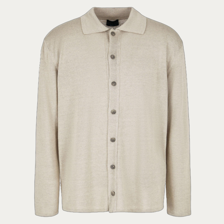 High Quality Men’s Jersey Knitting Linen&Cashmere Shirt Collar Cardigan