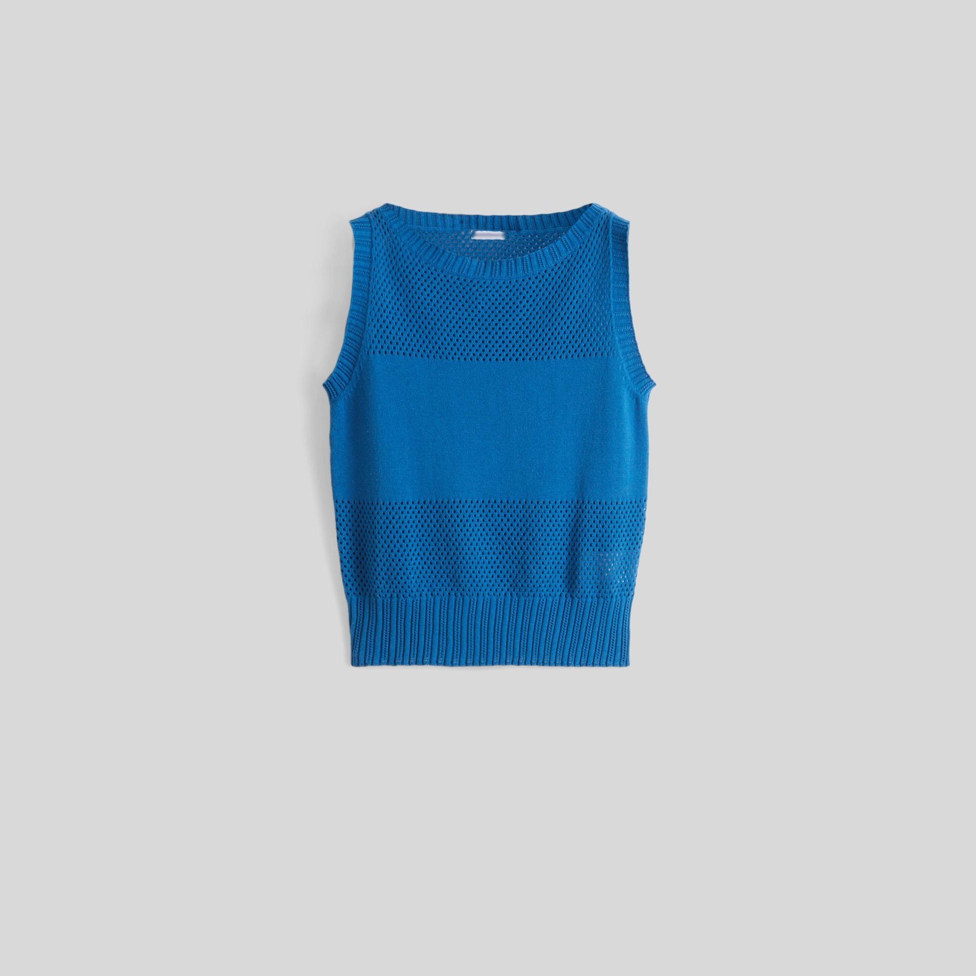 Ladies’Pure Cotton Pointelle Knitting Sleeveless Jumper for Women’s Top Knitwear Vest