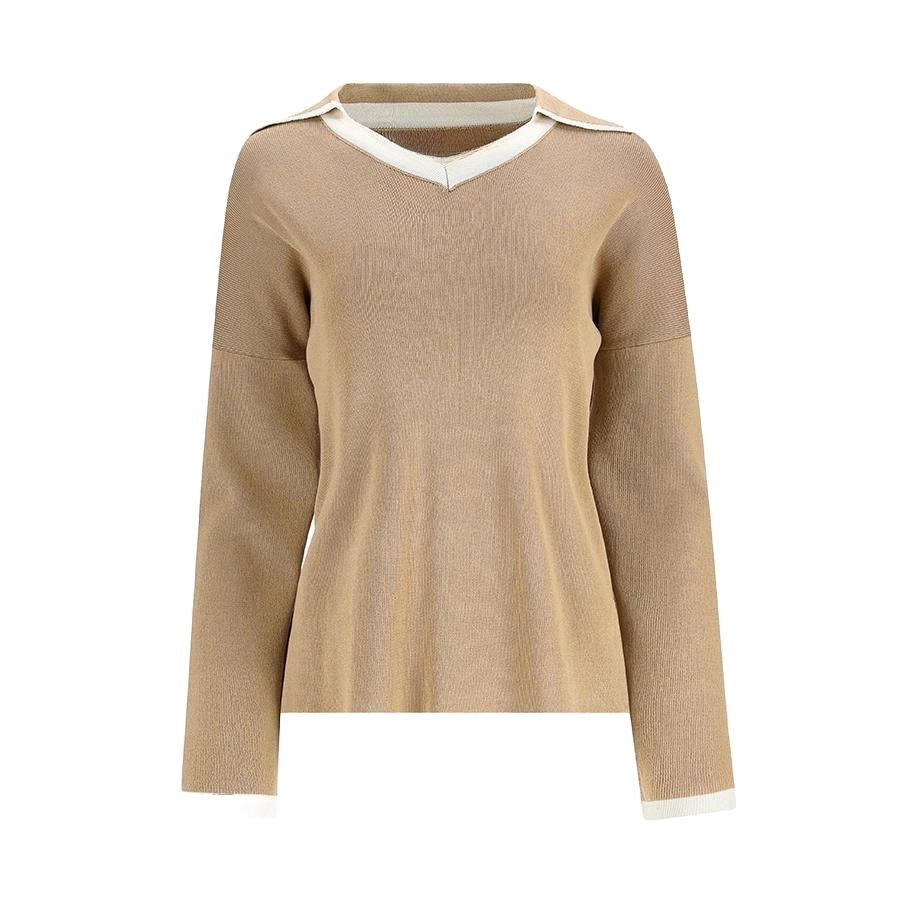 Ladies’ 100% Cotton Plain Knitted Long Sleeved Crew Neck Jumper