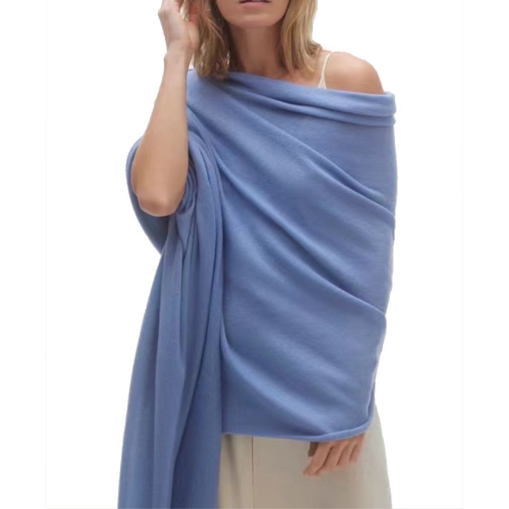 Costumed Women’s 100% Cashmere Pure Color Jersey Knitted Shawl
